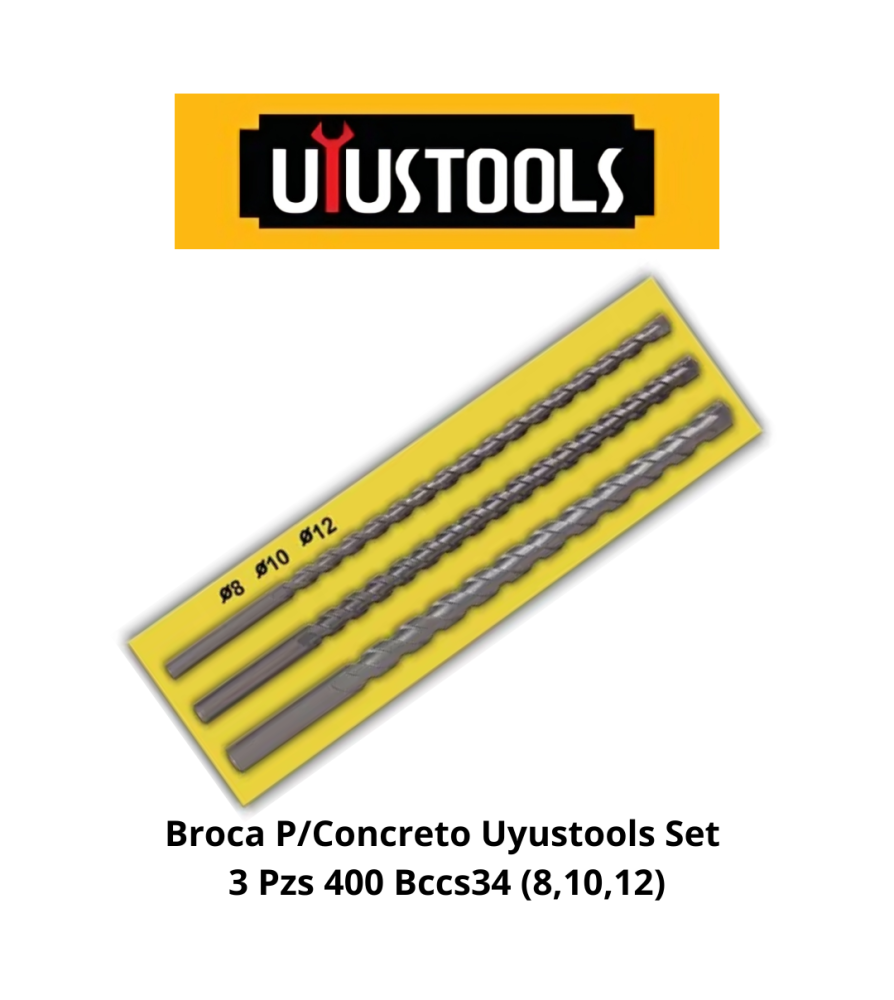 Broca Concreto Uyustools Set 3 Pzs 400 Bccs34 (8