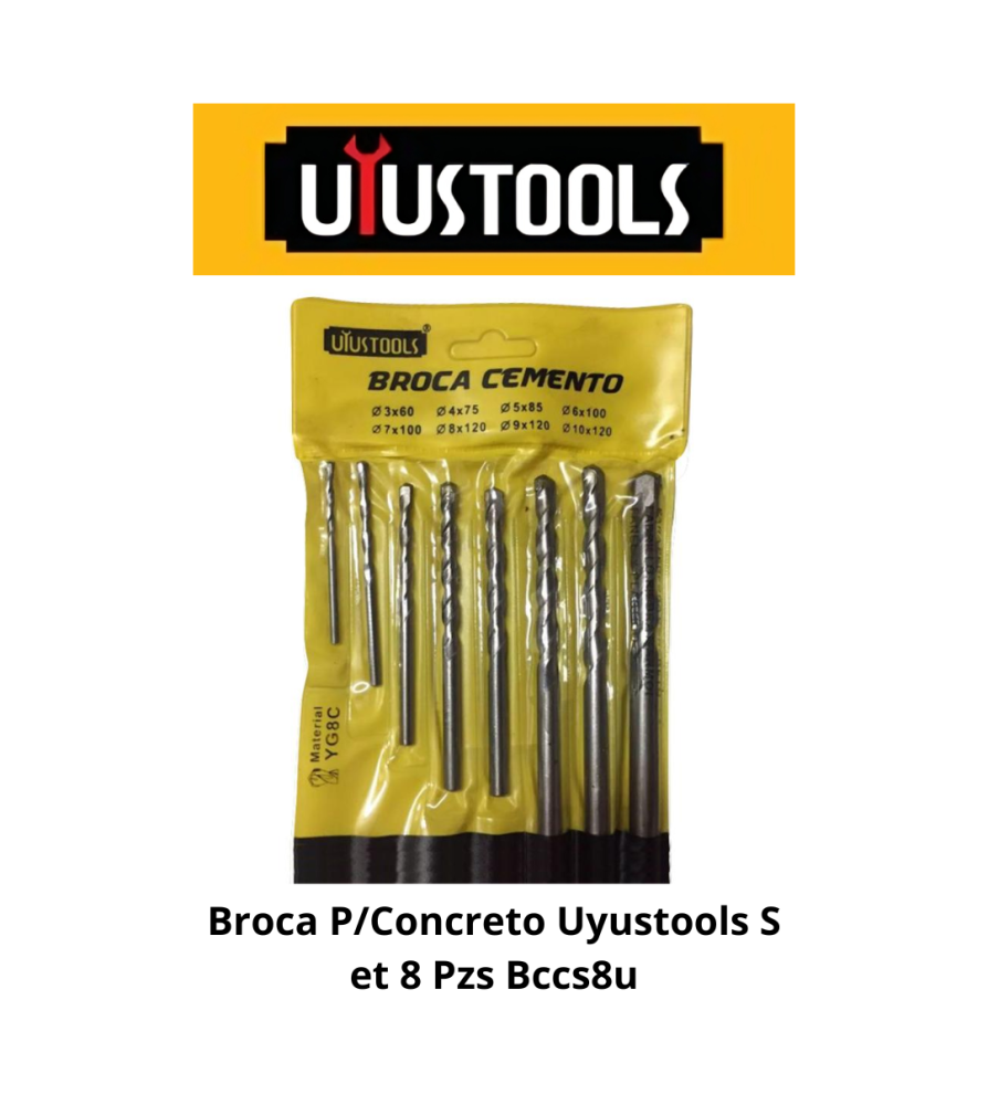 Broca Concreto Uyustools Set 8 Pzs Bccs8u