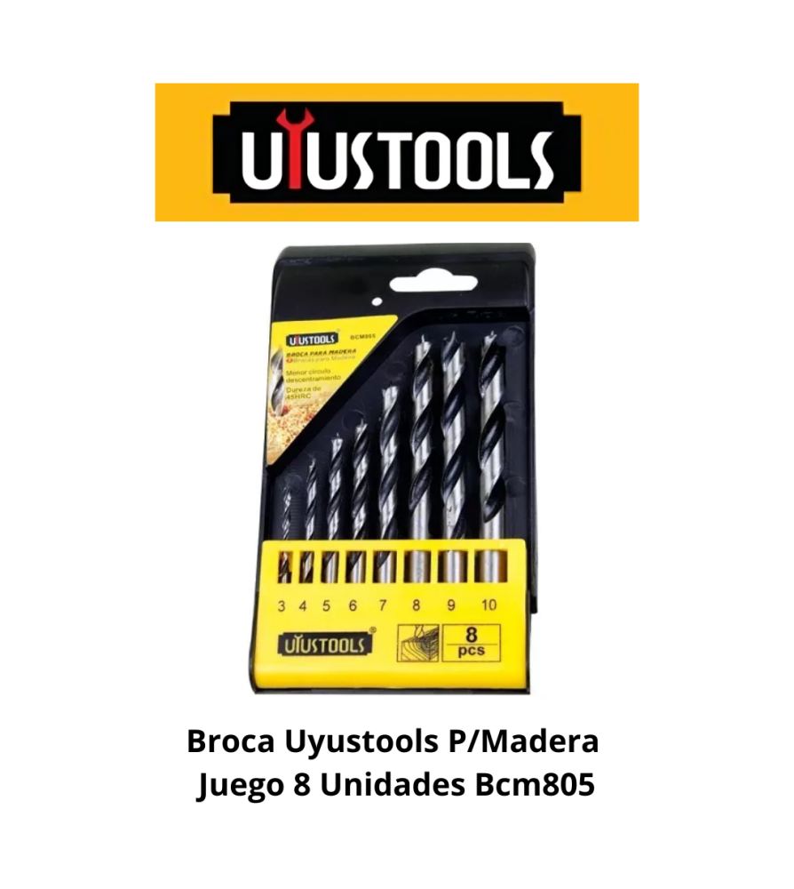 Broca Uyustools P/madera Juego 8 Unidades Bcm805