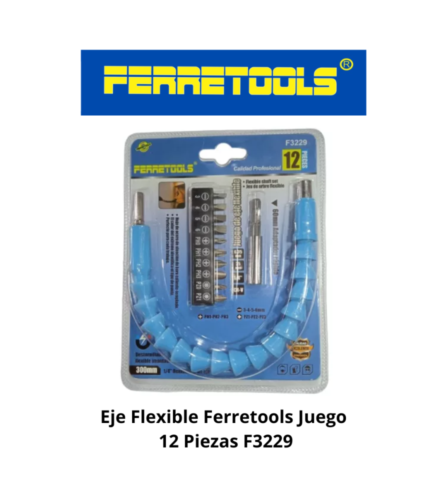 Eje Flexible Ferretools Juego 12 Piezas F3229