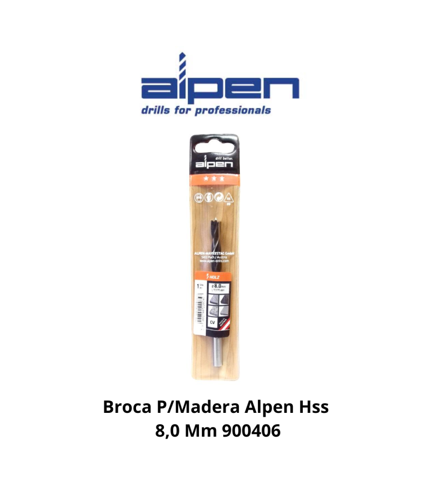 Broca P/madera Alpen Hss 8,0 Mm 900406