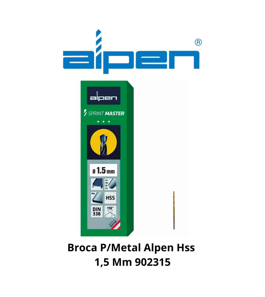 Broca P/metal Alpen/ecef Hss 1,5 Mm 902315/460150
