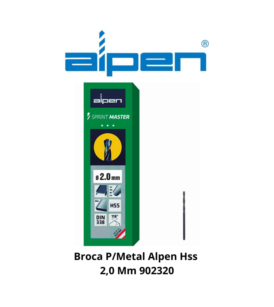 Broca P/metal Alpen/ecef Hss 2,0 Mm 902320/460200