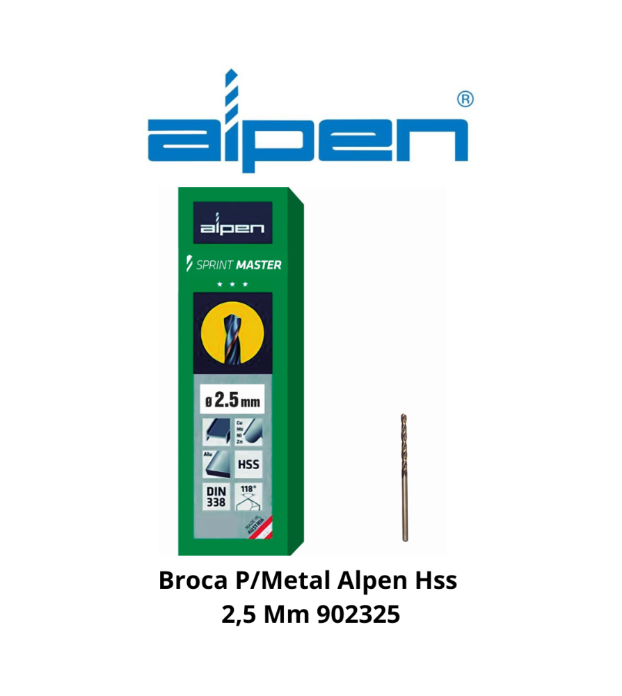 Broca P/metal Alpen/ecef Hss 2,5 Mm 902325/460250