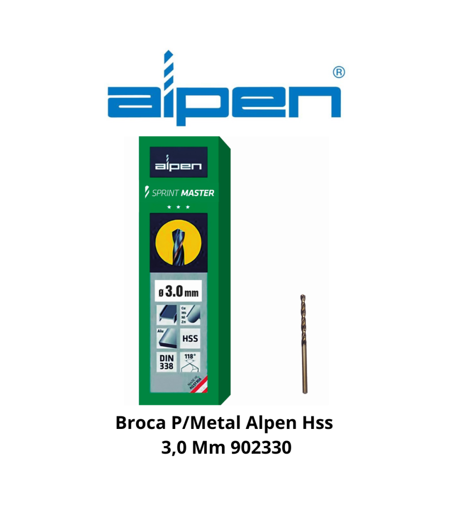 Broca P/metal Alpen/ecef Hss 3,0 Mm 902330/460300