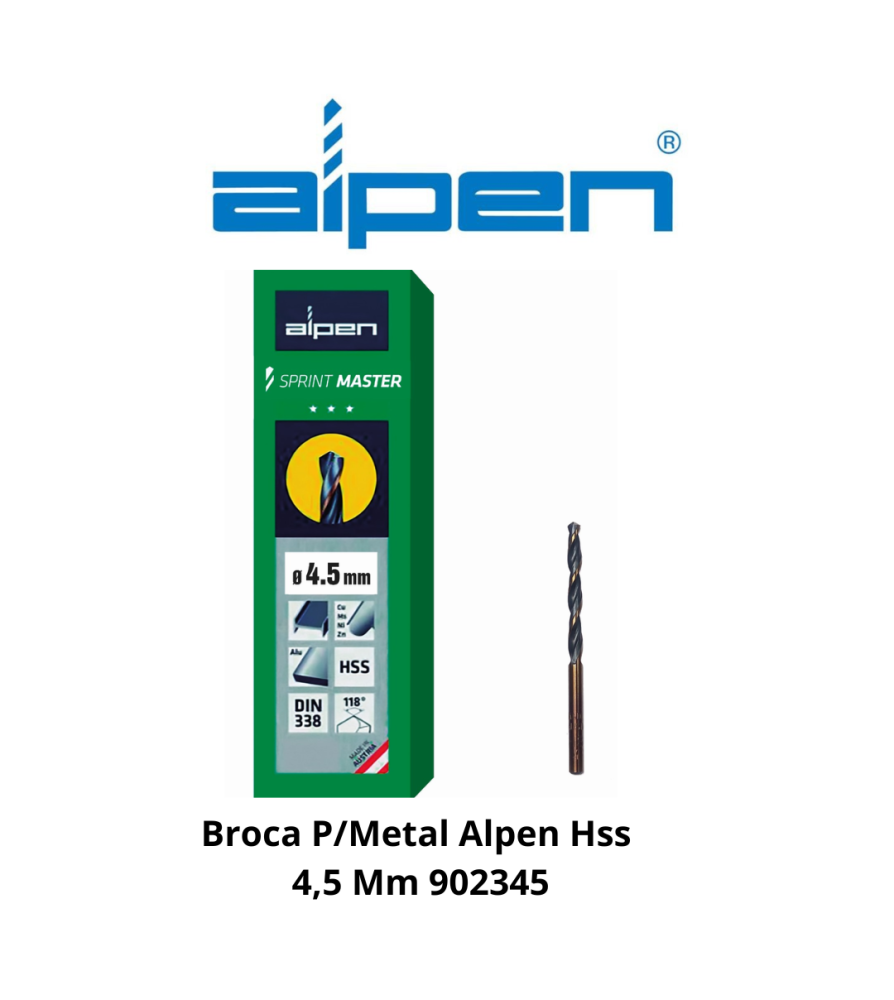 Broca P/metal Alpen/ecef Hss 4,5 Mm 902345/460450