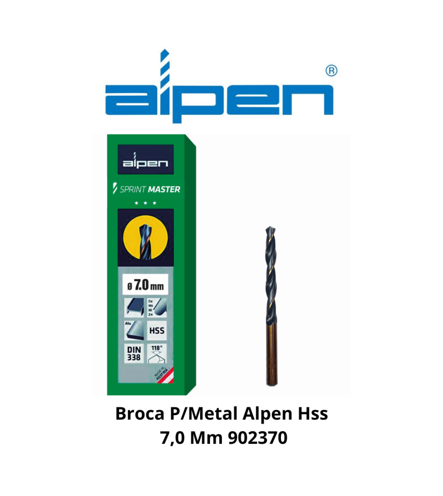 Broca P/metal Alpen/ecef Hss 7,0 Mm 902370/460700