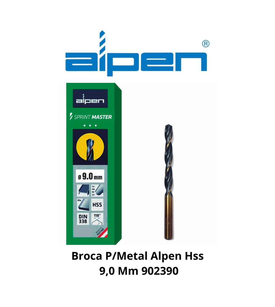 Broca P/metal Alpen/ecef Hss 9,0 Mm 902390/460900