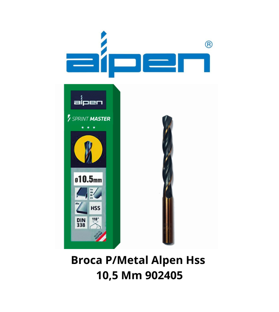 Broca P/metal Alpen/ecef Hss 10,5 Mm 902405/461050