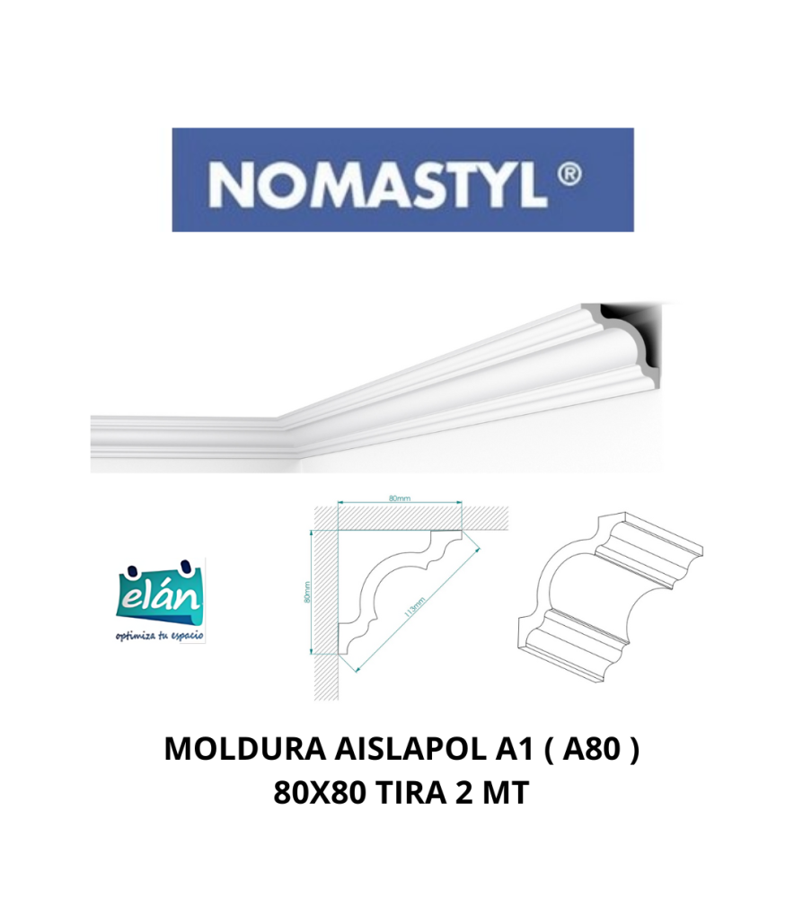 Moldura Aislapol A1 ( A80 ) 80x80 Tira 2 Mt Generi