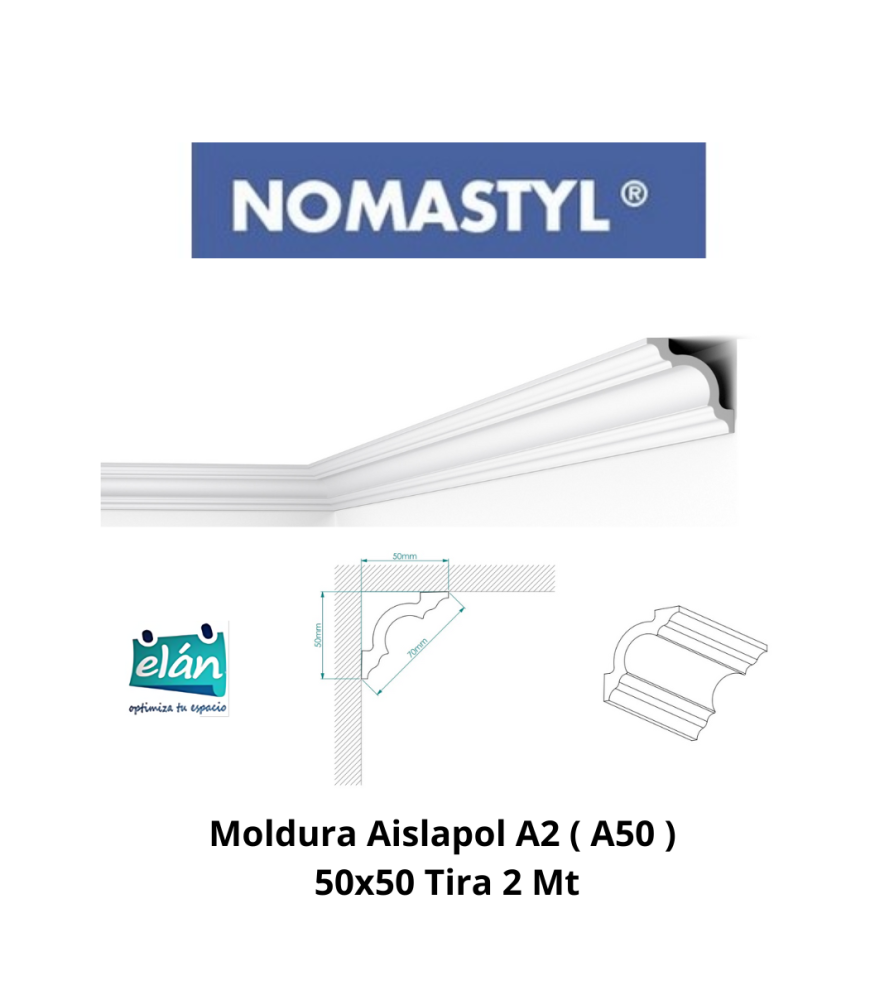 Moldura Aislapol A2 ( A50 ) 50x50 Tira 2 Mt Generi