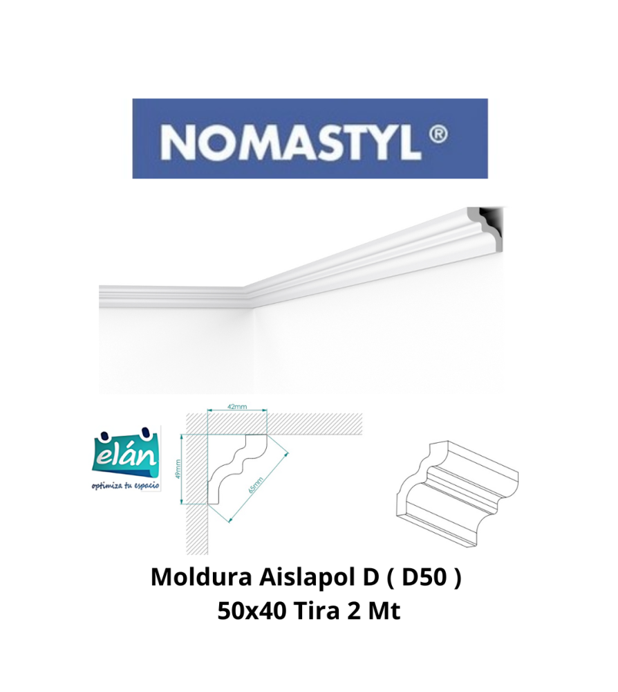 Moldura Aislapol D ( D50 ) 50x40 Tira 2 Mt Generic