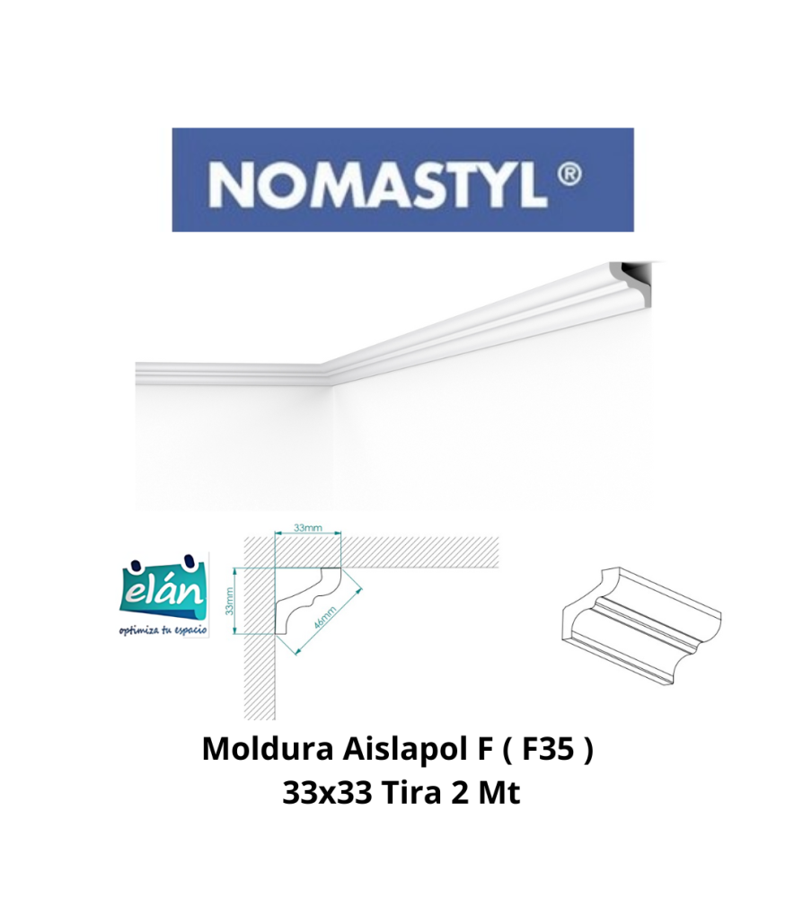 Moldura Aislapol F ( F35 ) 33x33 Tira 2 Mt Generic