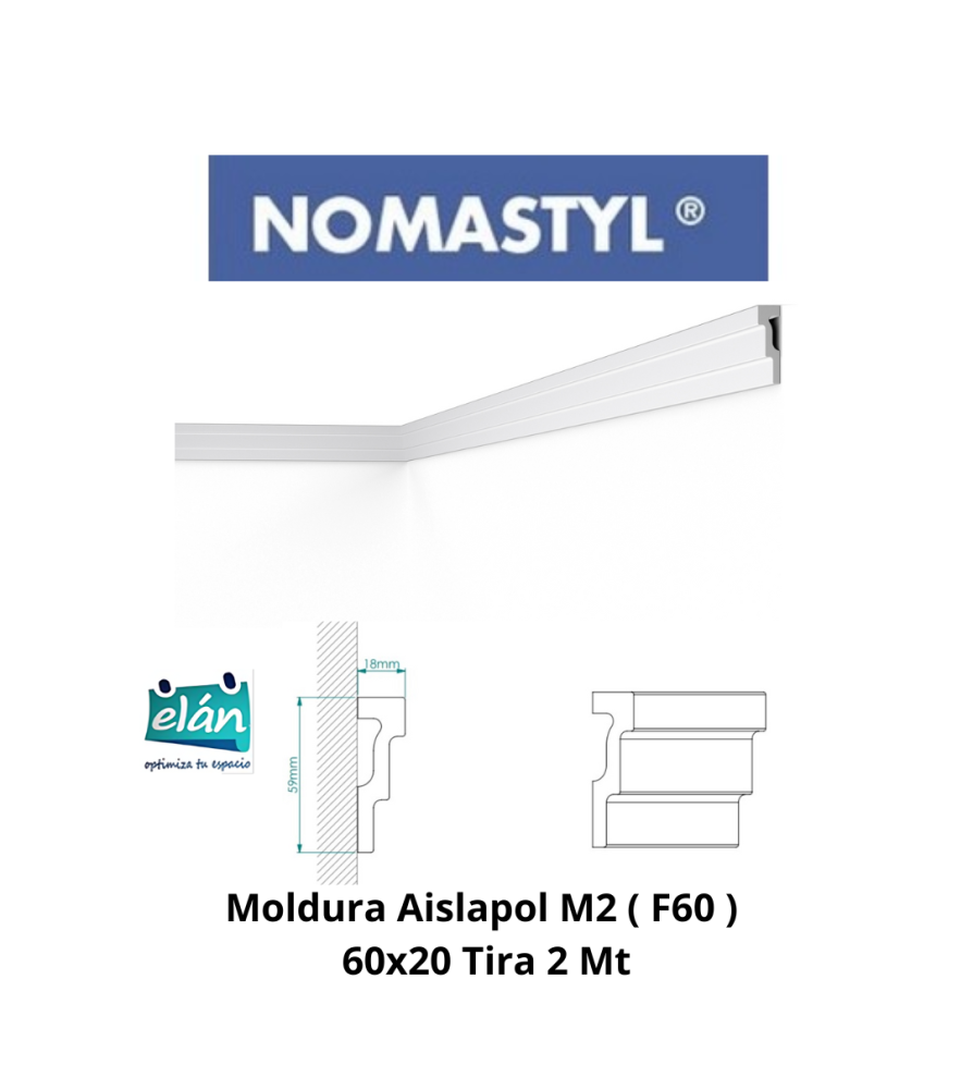 Moldura Aislapol M2 ( F60 ) 60x20 Tira 2 Mt Generi