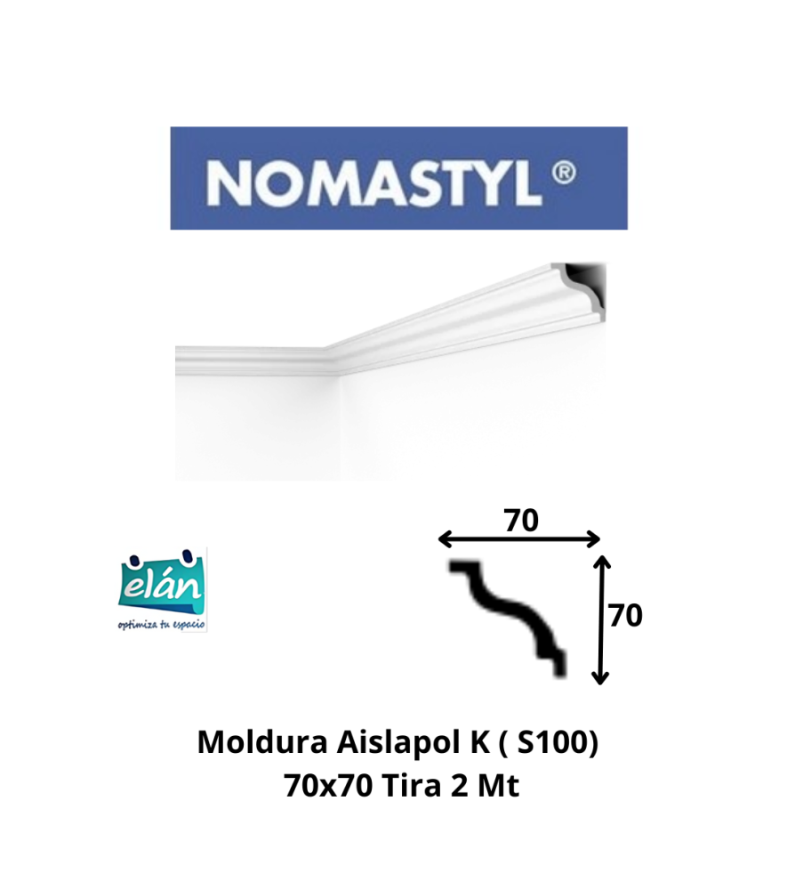 Moldura Aislapol K ( S100) 70x70 Tira 2 Mt Generic