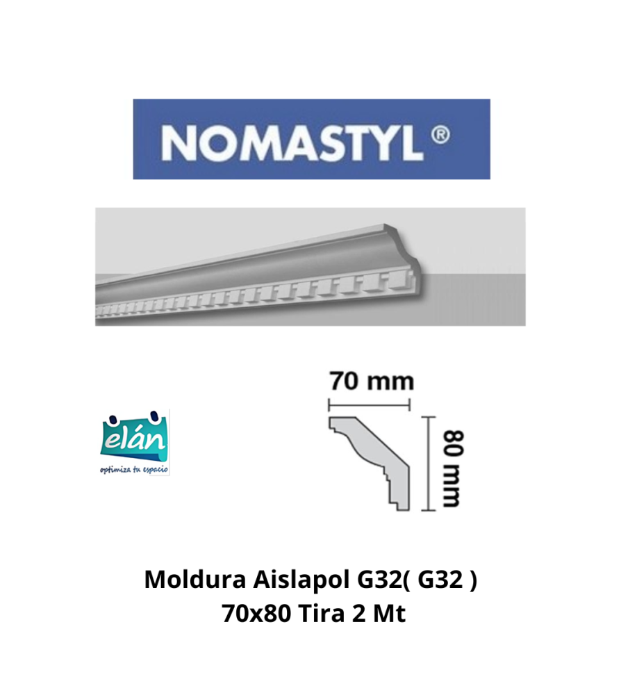 Moldura Aislapol G32( G32 ) 70x80 Tira 2 Mt