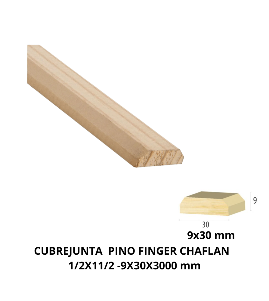 Cubrejunta Pino Finger Chaflan 1/2x11/2 3,0 Mts