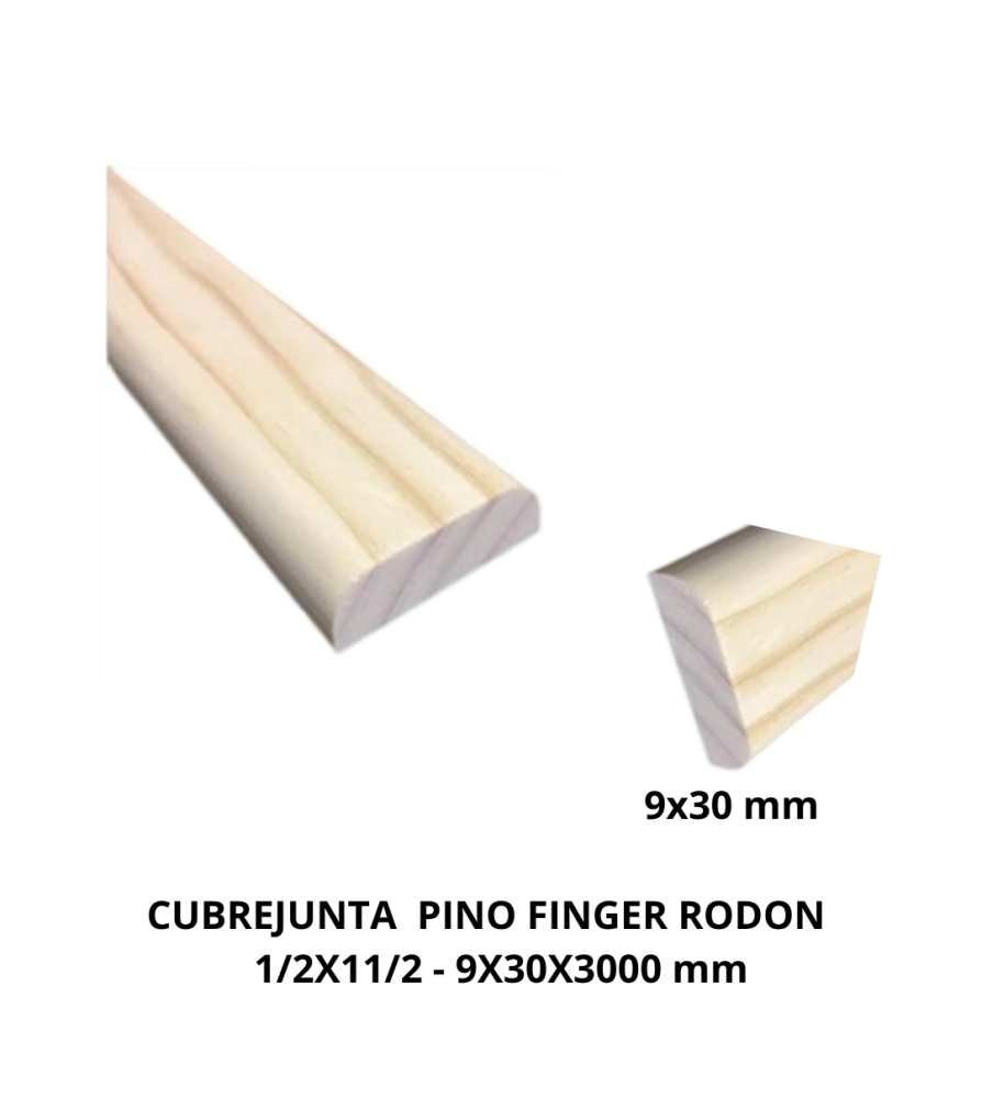 Cubrejunta Pino Finger Rodon 1/2x11/2 3,0 Mts