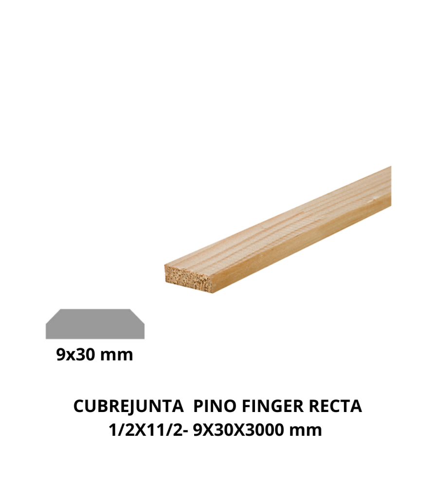 Cubrejunta Pino Finger Recta 1/2x11/2 3,0 Mts