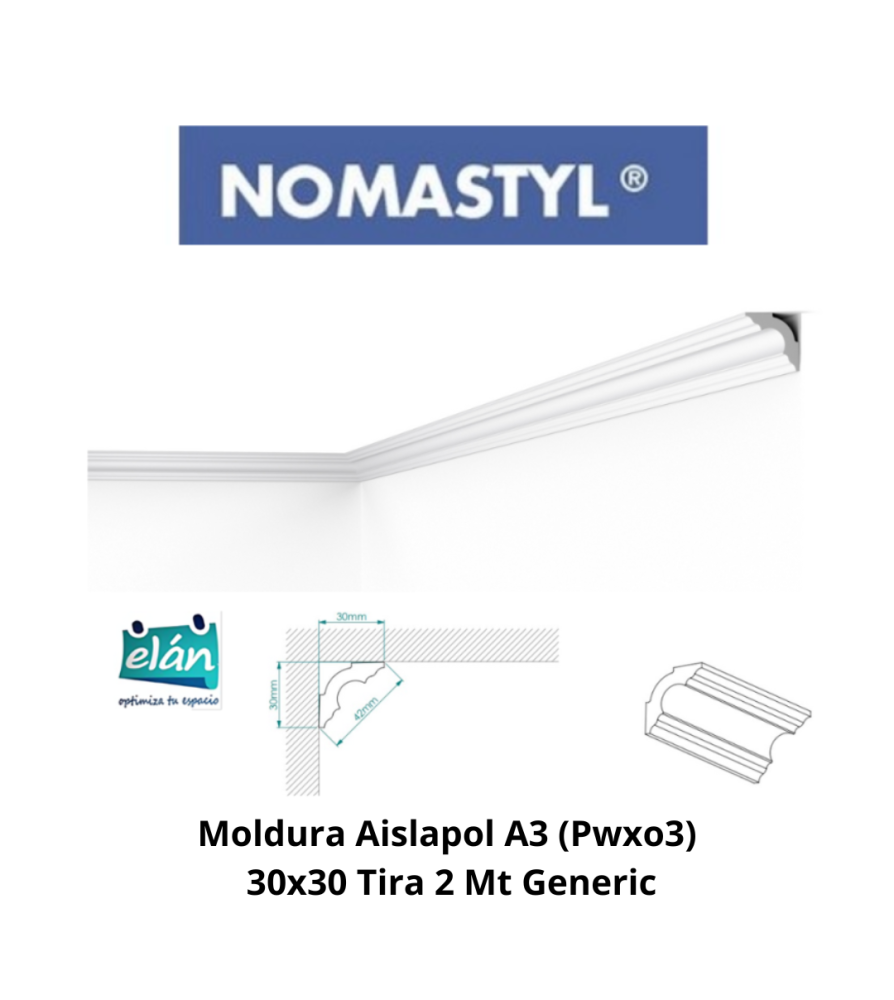 Moldura Aislapol A3 (pwxo3) 30x30 Tira 2 Mt Generi