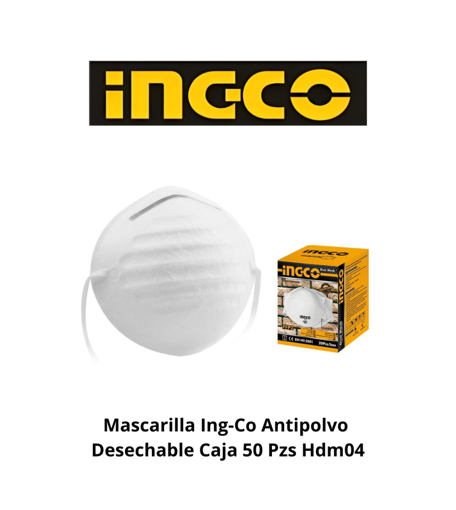 Mascarilla Ingco Antipolvo Desechable Caja 50 Pzs