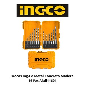 BROCAS INGCO METAL CONCRETO MADERA 16 PZS AKDL116