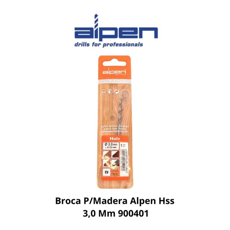 BROCA P/MADERA ALPEN HSS 3,0 MM 900401