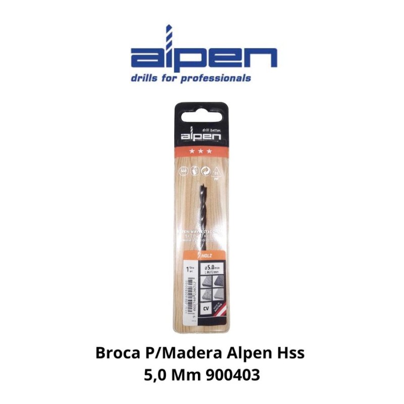 BROCA P/MADERA ALPEN HSS 5,0 MM 900403