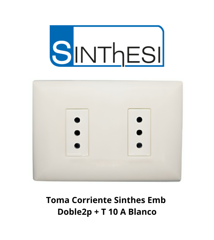 Toma Corriente Sinthes Emb Doble 2p + T 10 A Blanc