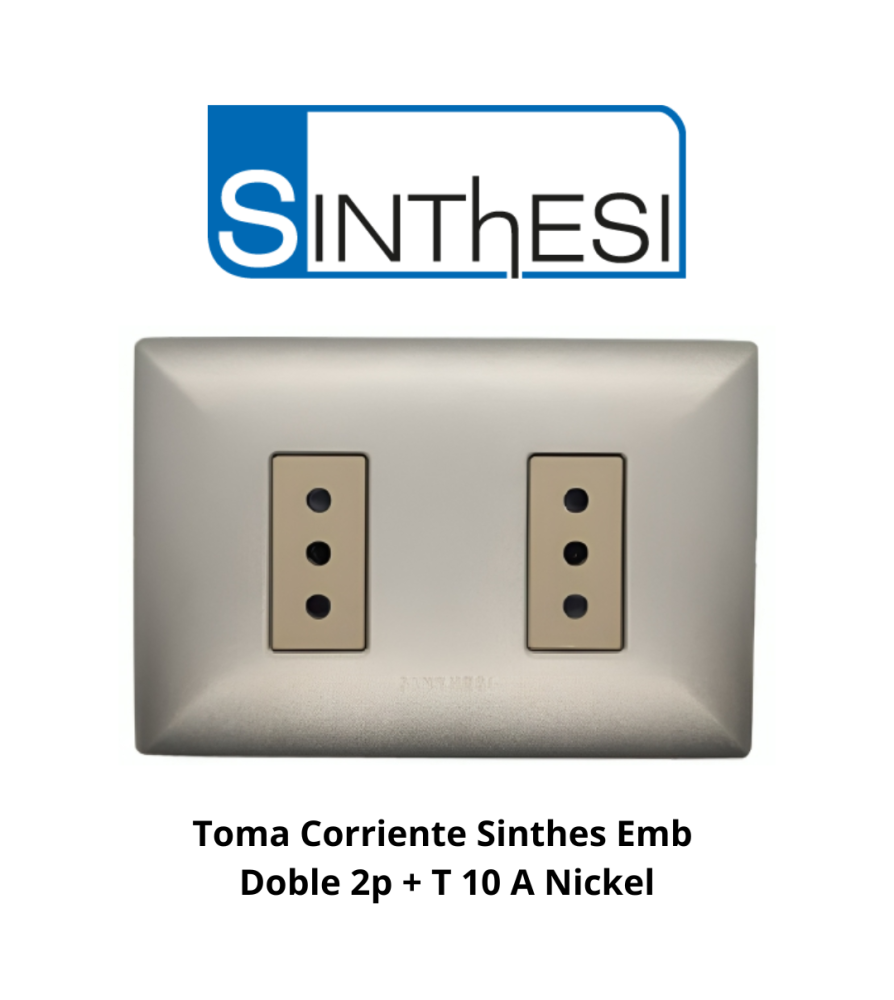 Toma Corriente Sinthes Emb Doble 2p + T 10 A Nicke