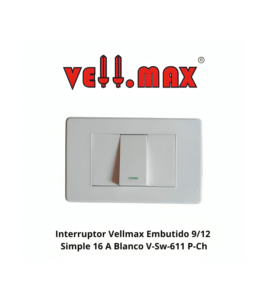 Interruptor Vellmax Embutido 9/12 Simple 16 A Blan