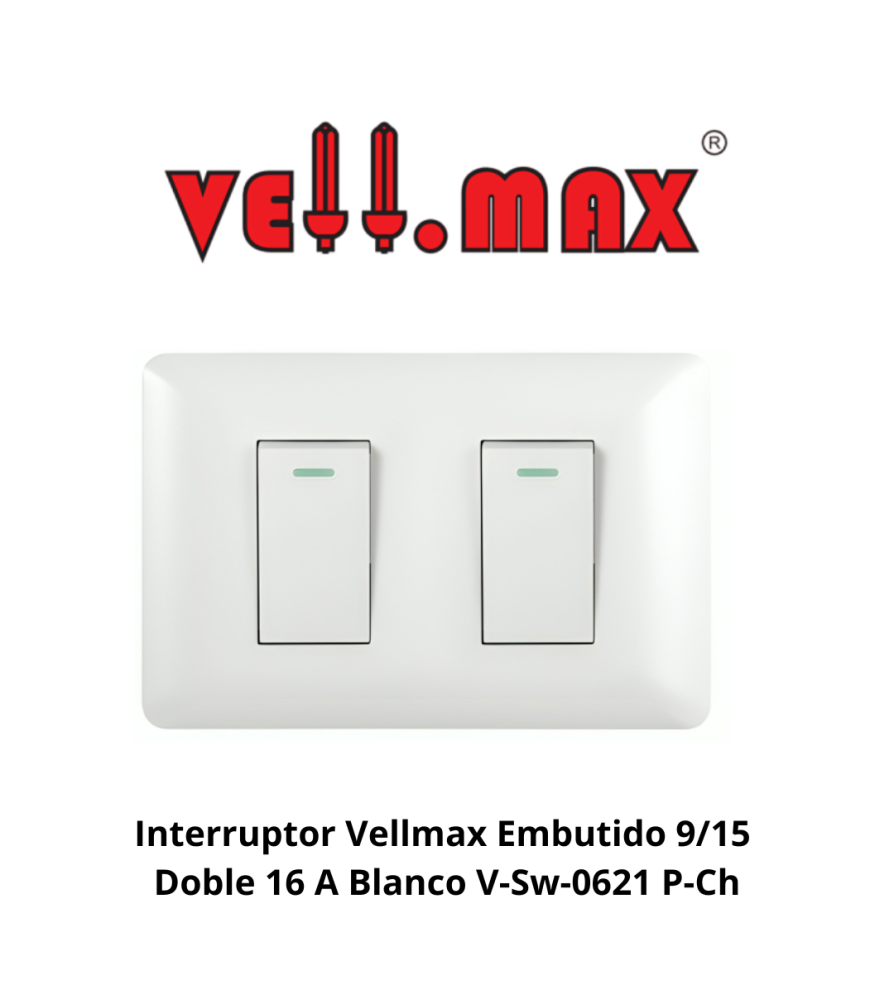 Interruptor Vellmax Embutido 9/15 Doble 16 A Blanc