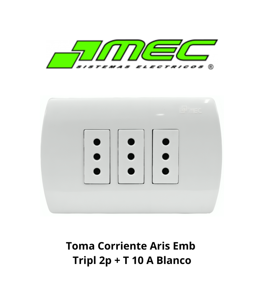 Toma Corriente Aris Emb Tripl 2p + T 10 A Blanco