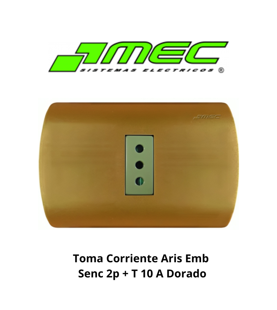 Toma Corriente Aris Emb Senc 2p + T 10 A Dorado