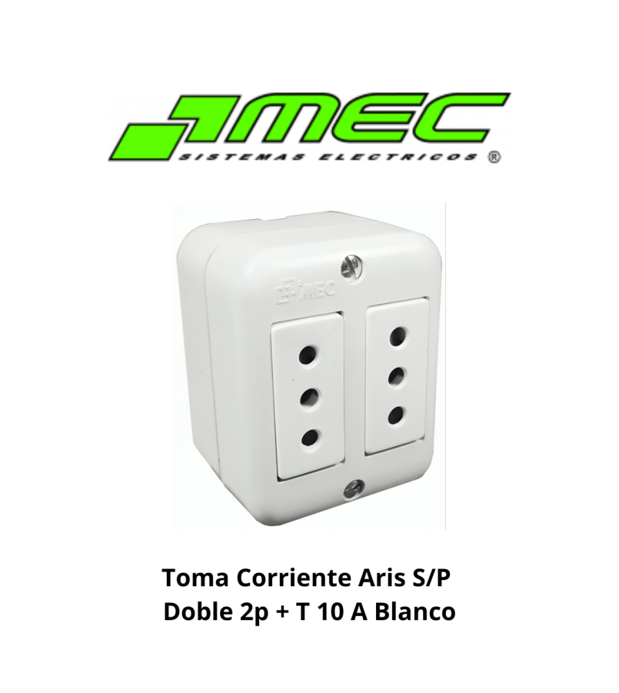 Toma Corriente Aris S/p Doble 2p + T 10 A Blanco