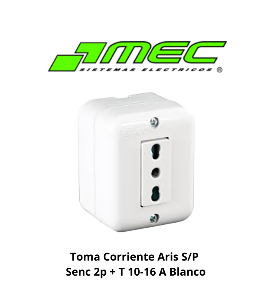 Toma Corriente Aris S/p Senc 2p + T 10-16 A Blanco