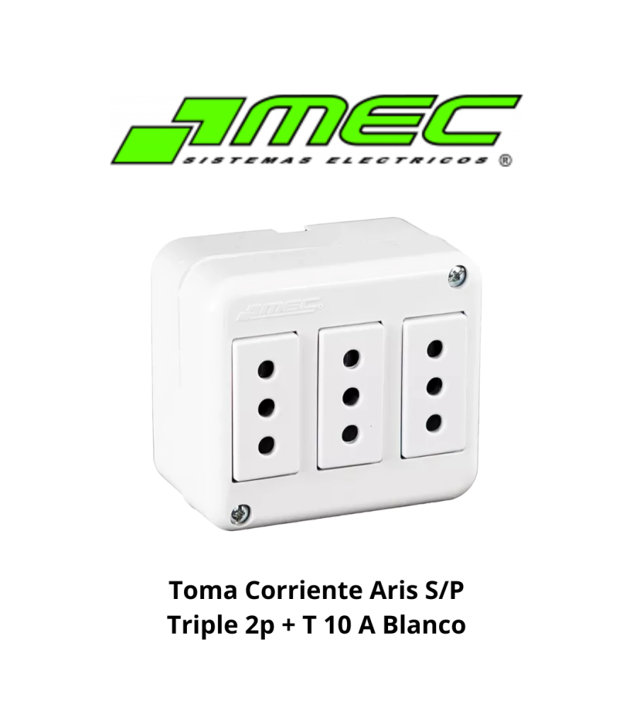 Toma Corriente Aris S/p Triple 2p + T 10 A Blanco