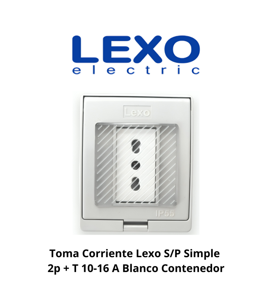 Toma Corriente Lexo S/p Simple 2p + T 10-16 A Blan