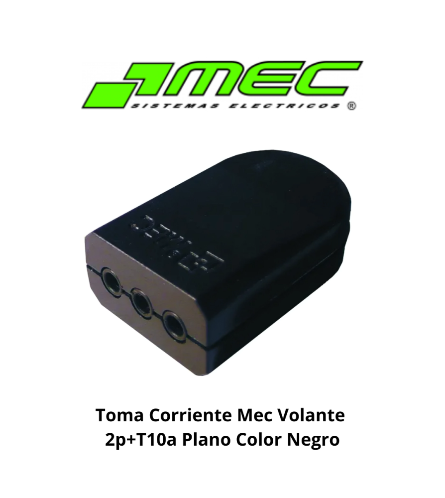Toma Corriente Mec Volante 2p+t10a Plano Color Neg