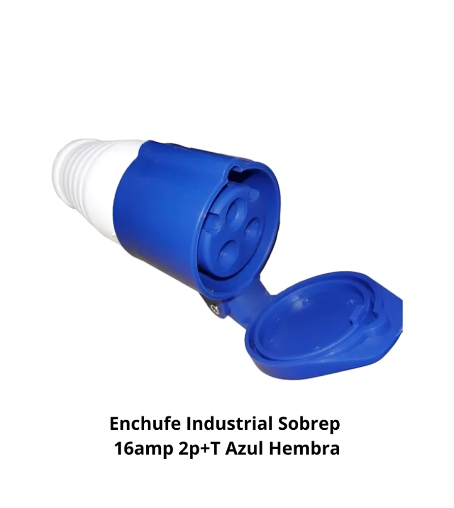 Enchufe Industrial Sobrep 16amp 2p+t Azul Hembra