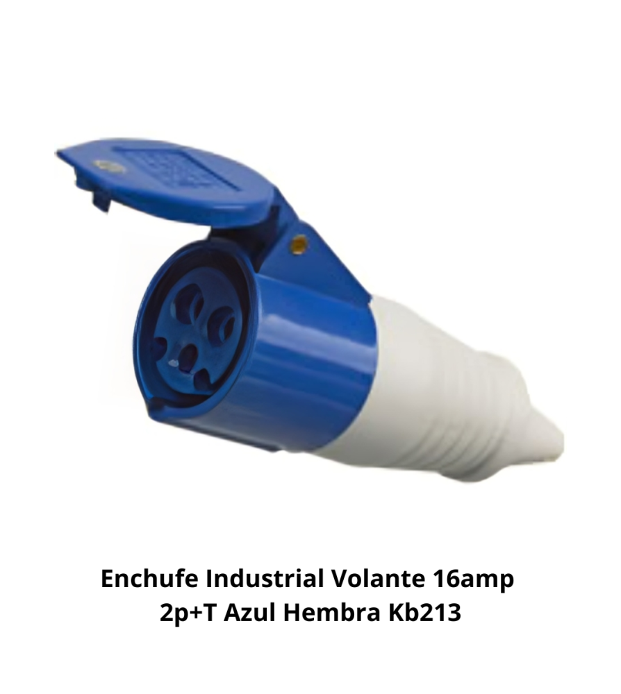 Enchufe Industrial Volante 16amp 2p+t Azul Hembra