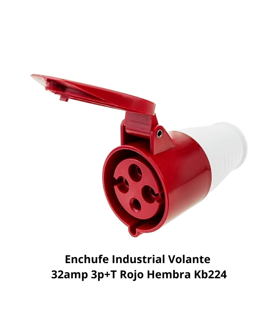Enchufe Industrial Volante 32amp 3p+t Rojo Hembra