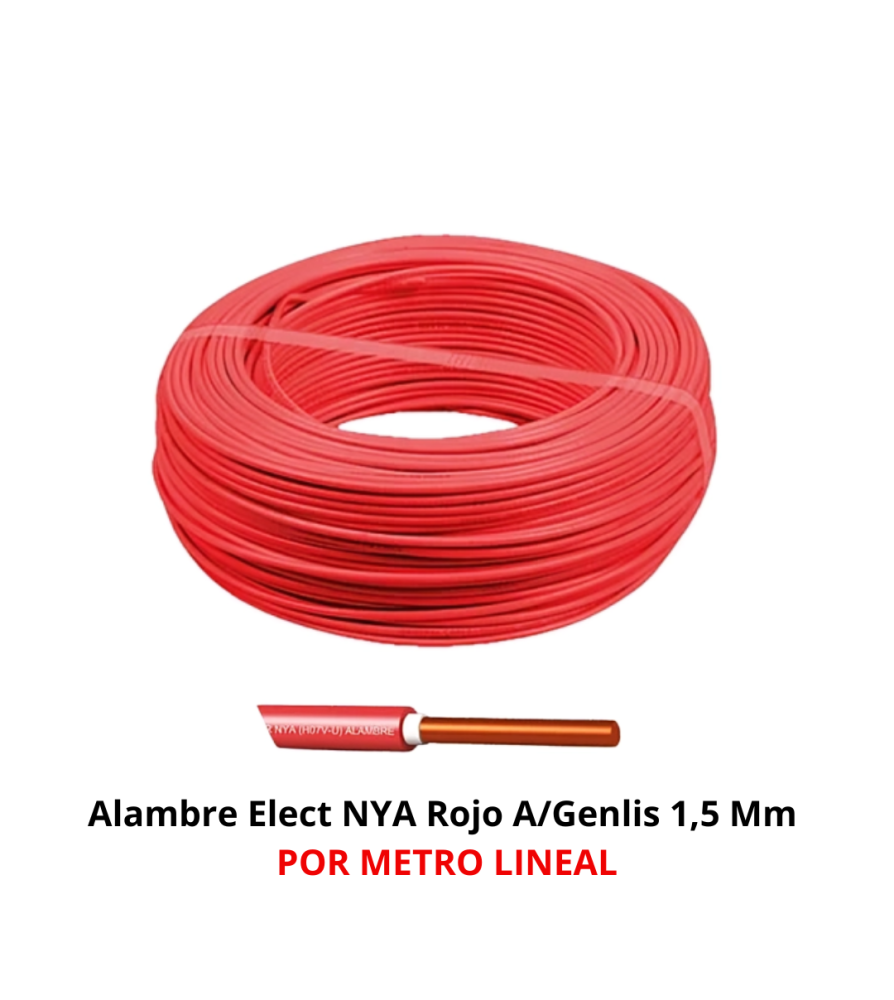 Alambre Elect Nya Rojo A/genlis X Mt 1,5 Mm