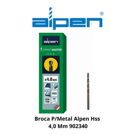 BROCA P/METAL ALPEN/ECEF HSS 4,0 MM 902340/460400