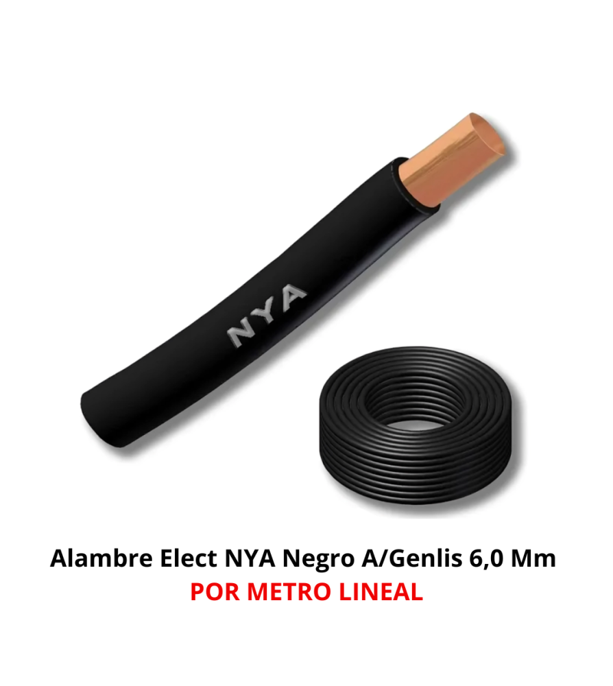 Alambre Elect Nya Negro A/genlis X Mt 6,0 Mm