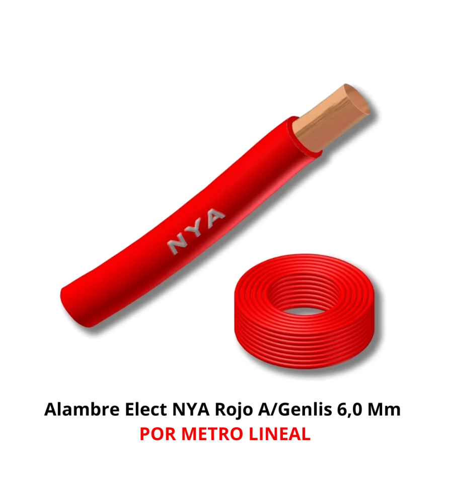 Alambre Elect Nya Rojo A/genlis X Mt 6,0 Mm