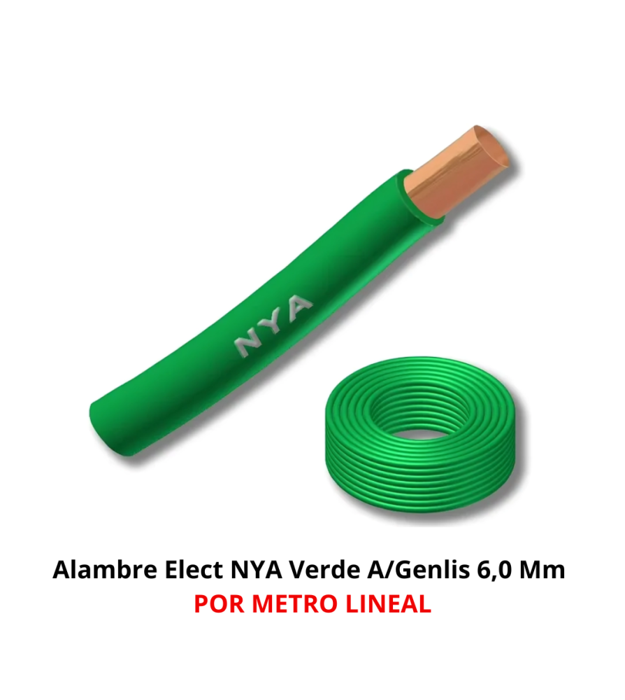 Alambre Elect Nya Verde A/genlis X Mt 6,0 Mm