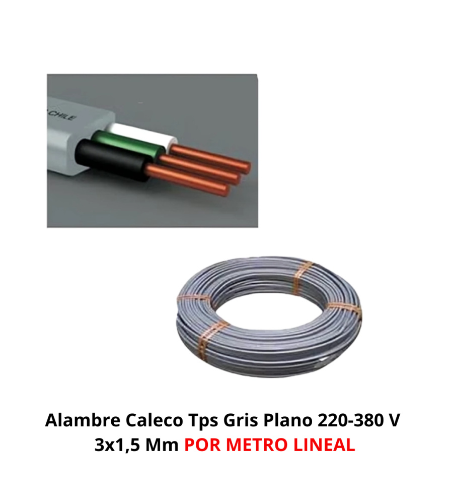 Alambre Caleco Tps Gris Plano 220-380 V 3x1,5 Mm X