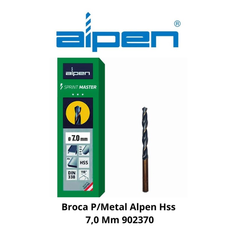 BROCA P/METAL ALPEN/ECEF HSS 7,0 MM 902370/460700