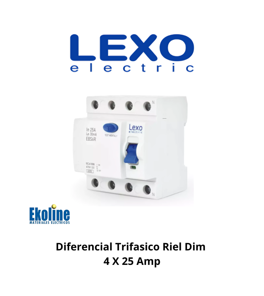 Diferencial Trifasico Riel Dim 4 X 25 Amp